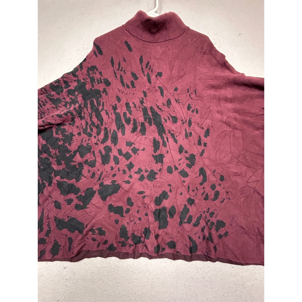 Alfani Poncho Sweater Cotton Rayon Burgundy Abstract Print 2X Womens